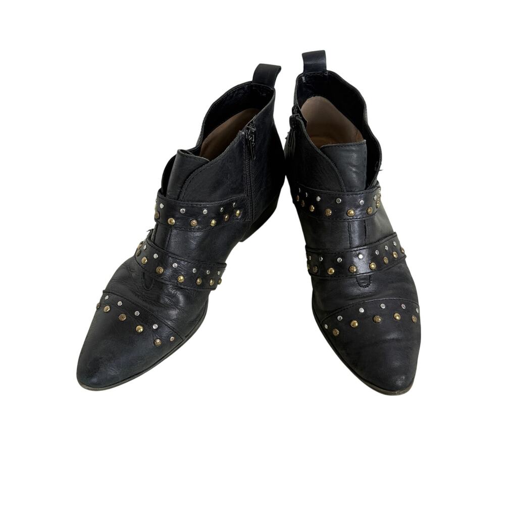 Naturalizer Soft Leather Studded Ankle Booties Black Women's 8.5